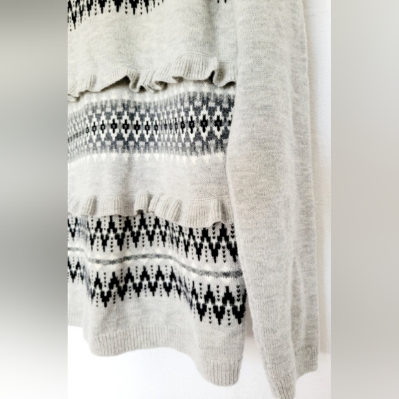 Talbots Women's Lambswool Blend Sweater Nordic Isle Pattern Ruffle Decor Medium - Picture 7 of 16